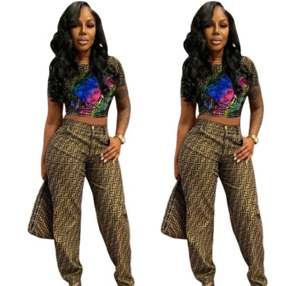 Brown Plaid High-Waisted Trousers